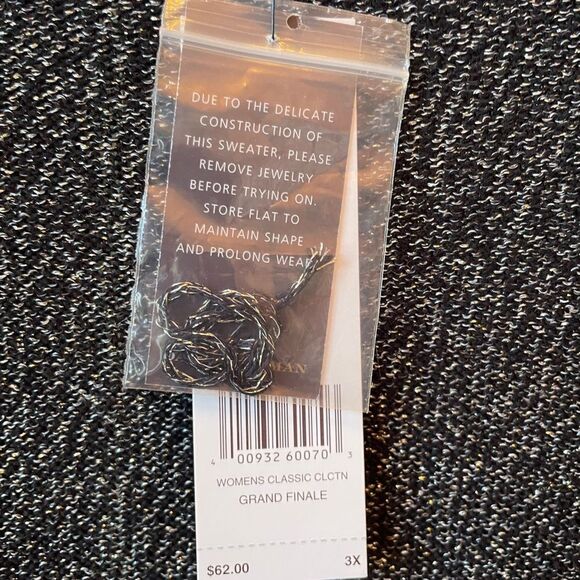 BLACK METALLIC WITH SEQUINS CARDIGAN SIZE 3X by DANA BUCHMAN NWT - Picture 7 of 8